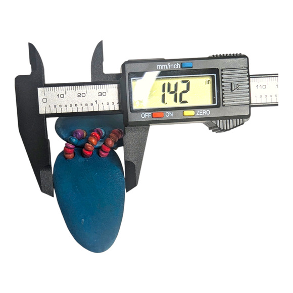 Vtg 60s Mod Chunky Blue Wooden Dangle Drop Statement Earrings Multicolor Beads - Picture 7 of 7